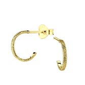 Joy|S - Zilveren oorringen stud - 10 mm - diamond dust t32 - 14k goudplating