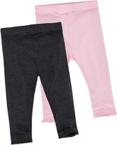 2 Leggings met ruche - Zwart & Grijs - Maat 4-5 jaar - 104/110