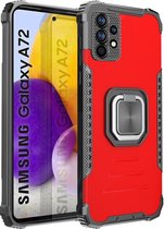 Samsung Galaxy A72 Hoesje met Metalen Kickstand Ring Houder Rood