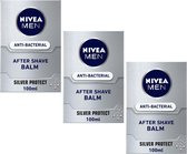 NIVEA After Shave Balsem Silver Protect - Voordeelverpakking 3 x 100 ml