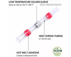 Soldeerhulzen Waterdicht - 5 Maten - 500 stuks - Voordeelverpakking Krimpkous - Lage Temperatuur - Kabelbinders - Kabelschoen - Soldeer