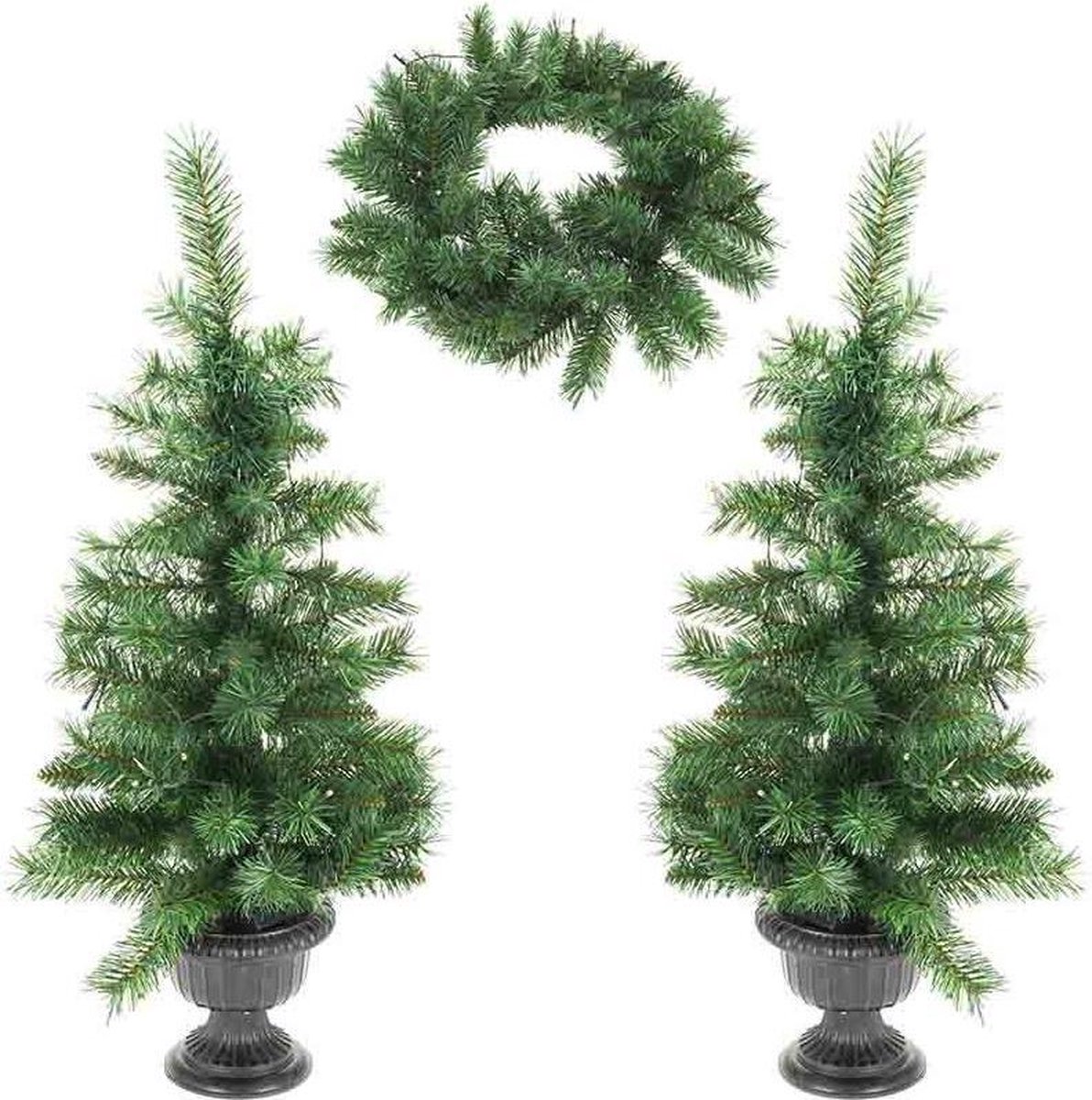 Kerstbomen en kerstkrans met LED - set van 3 stuks – foto 3