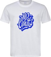 Wit T-shirt met  " No Limits " print Blauw size XXXL