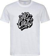 Wit T-shirt met  " No Limits " print Zwart size S