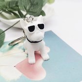 Sleutelhanger - Buldog - Franse buldog - Sleutels - Buldog met zonnebril - Wit