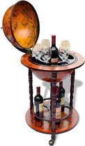 Drankbar wereldbol - barwagen - massief houten - bar op wielen - 16e eeuwse stijl - Italiaans design - hout -  Wereldbol bar - wijnrek - tafel - mobiele bartafel - uniek - minibar - rood bruin - roodbruin