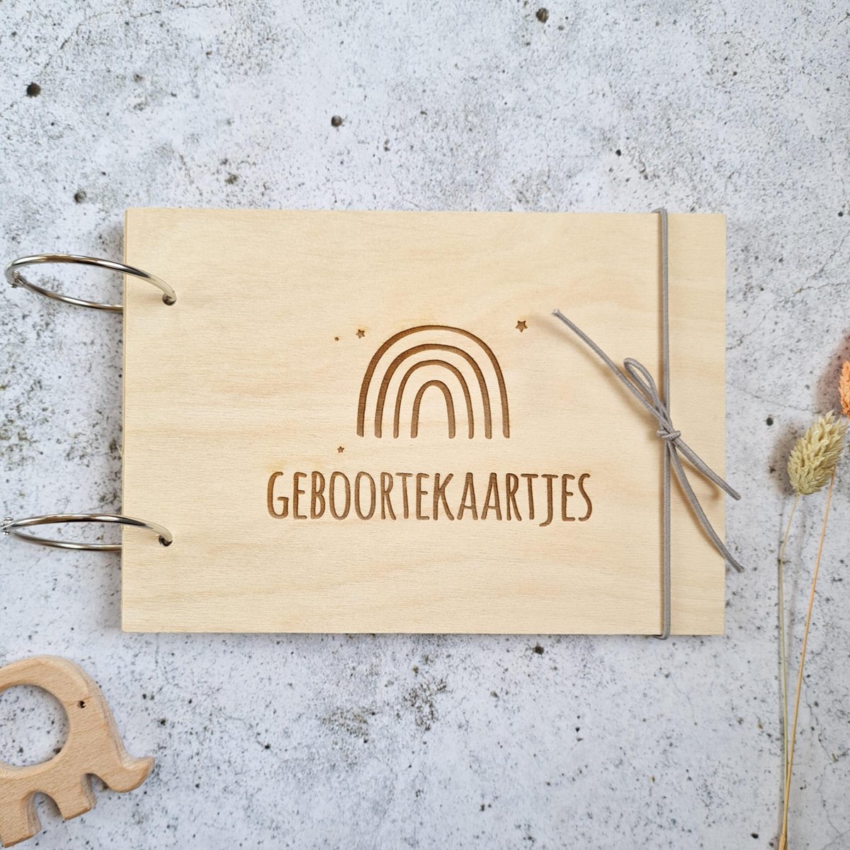 Goedkoopste Houten bewaarbundel geboortekaarten | A5 | kaarten bewaarbundel regenboog