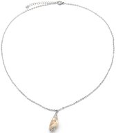 Dielay - Ketting met Schelp - RVS - Lengte Verstelbaar 46-51 cm - Zilverkleurig