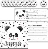 Uitnodiging kinderfeest - panda - stickers - 10 stuks