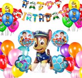 Paw Patrol verjaardag set - decoratie versiering compleet themapakket - kinderfeest - Chase Everest Marshall Rocky Rubble Tracker Skye Zuma - Happy birthday - dog hond dieren animals - feestj