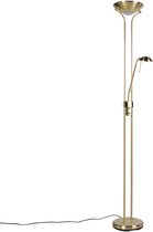 Bol.com QAZQA diva - Moderne Dimbare LED Vloerlamp | Staande Lamp met Dimmer met leeslamp - 2 lichts - H 1800 mm - Goud/messing ... aanbieding
