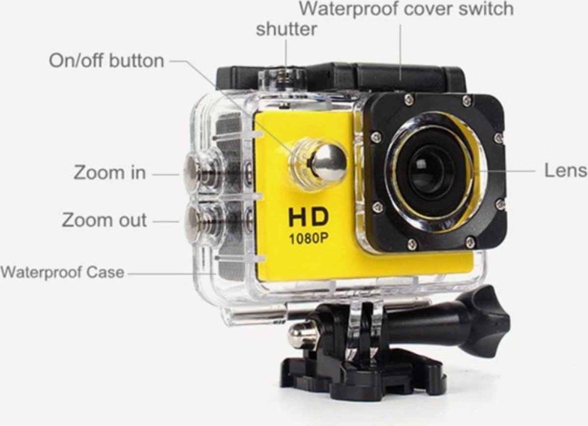 Caméra Sport Mobility Lab Extreme Go Cam HD 1080p étanche 30 Mètres Avec écran 1,5 Pouce