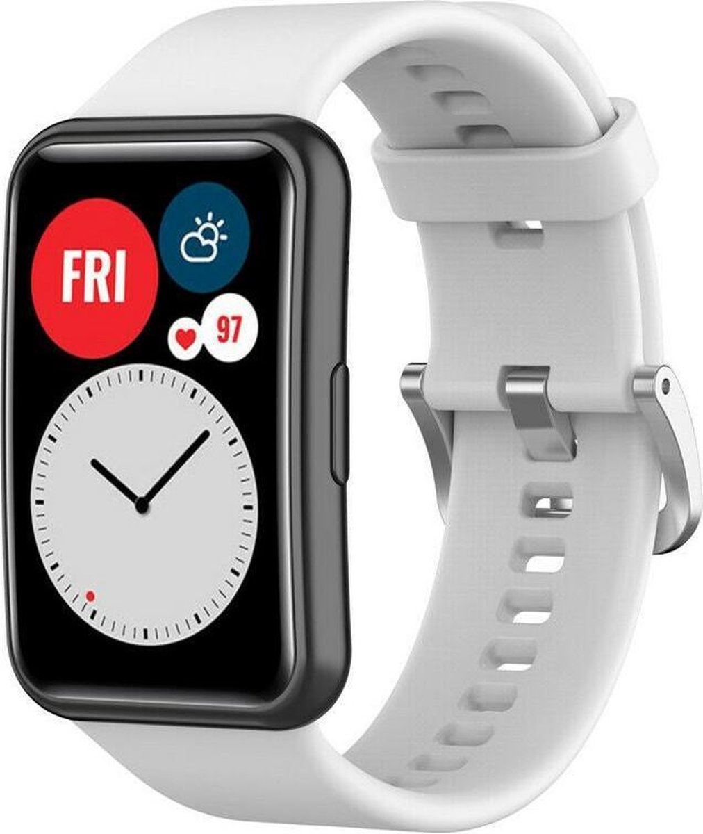 Strap-it Siliconen Bandje – Geschikt voor Huawei Watch Fit / Huawei Watch Fit New – Wit