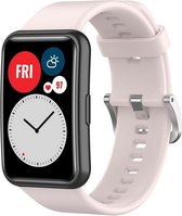 Strap-it Siliconen smartwatch bandje - geschkt voor Huawei Watch Fit / Huawei Watch Fit New - lichtroze