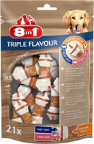 8in1 Delights Kauwknook Triple Flavour - Hondensnacks - Kip Varken Rund 21 stuks Xs