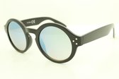 Zonnebril met zwarte montuur en blauw - zwart spiegelglas. D - 1169.