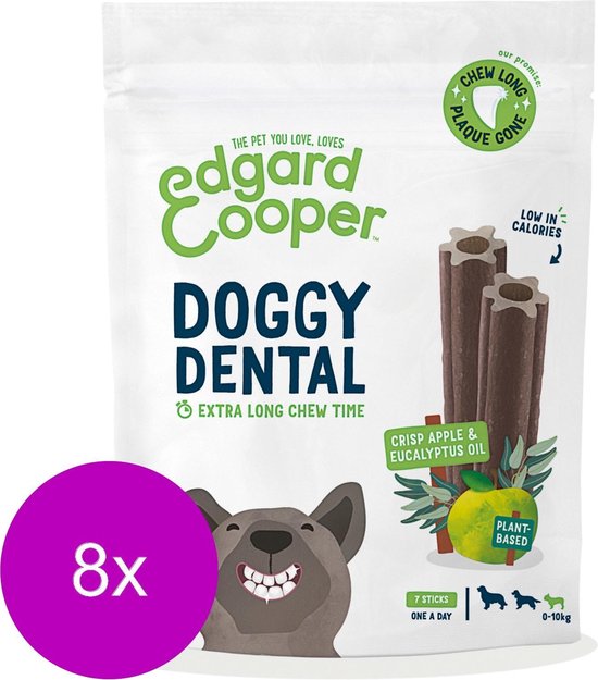 Edgard & Cooper Doggy Dental Appel - Hondensnacks - 8 x S