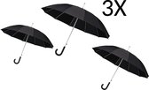 3 X Paraplu - Automatic windparaplu - Stevig & Windroof - Windproof - Ø 110 cm - Zwart- Top Kwaliteit - Perfecte Kwaliteit