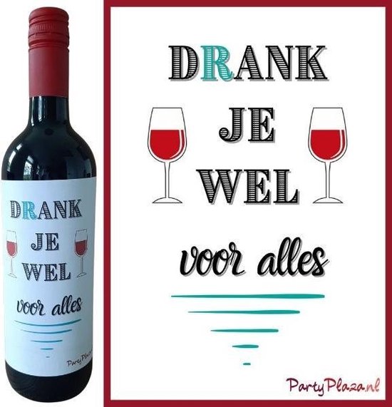 Wijnetiket Wijnhumor Bedankt - Wijn Cadeau - Etiket voor wijnfles - Drank  je wel voor... | bol.com