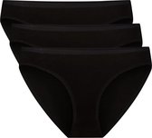 Comfortabel & Zijdezacht Bamboo Basics Julia - Bamboe Taille Slips (Multipack 3 stuks) Dames - Onderbroek - Ondergoed - Zwart - L