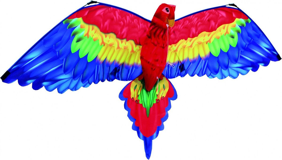 3D vlieger van een papegaai - Ara - rood - 144 x 80 cm - vogel - strand speelgoed