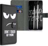 kwmobile telefoonhoesje voor Blackview A80 Pro (2020) - Hoesje met pasjeshouder in wit / zwart - Don't Touch My Phone design