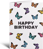 Kaart - Happy Birthday - Verjaardag - Vriendin - Vlinder - Cadeau - Wenskaart - Moeder - Zus