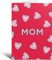 Kaart - Mom - Liefde - Grappig - Moeder - Lief - Mama - Cadeautje - Geschenk - Rood