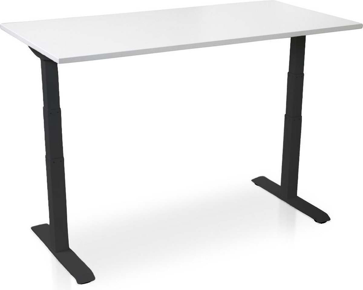 Zit-sta bureau elektrisch verstelbaar - MRC PRO NEN-EN 527 | 180 x 80 cm | frame zwart - blad wit - met kabelmanagement | memory functie met USB | 150kg draagvermogen