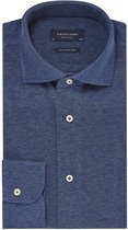 Profuomo - Overhemd Knitted Indigoblauw - 45 - Heren - Slim-fit
