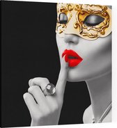 Golden masked woman - Foto op Canvas - 100 x 100 cm