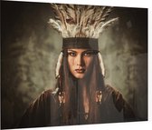 Vrouw met tooi - Foto op Plexiglas - 80 x 60 cm