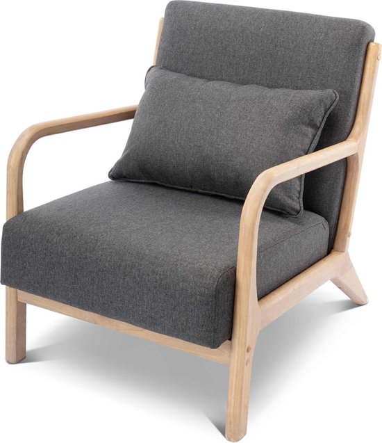 Alice's Garden - Stoffen fauteuil Lorens - L65xP80xH79cm - Donkergrijs |  bol.com