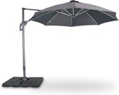 Ronde LED zweefparasol Ø300 cm  – Dinard – grijs – zweefparasol, kantelbaar, inklapbaar en 360°draaibaar, glasvezel baleinen