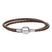 Zilveren Armbanden | Armband Dubbel Leer Bruin | Kogel sluiting | 925 Sterling Zilver | Bedels Charms Beads | Past altijd op je Pandora armband | Direct snel leverbaar | Miss Charming