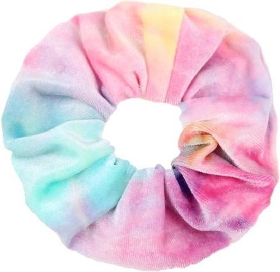 Marble/Tie-dye velvet scrunchie/haarwokkel, multi kleuren (licht)