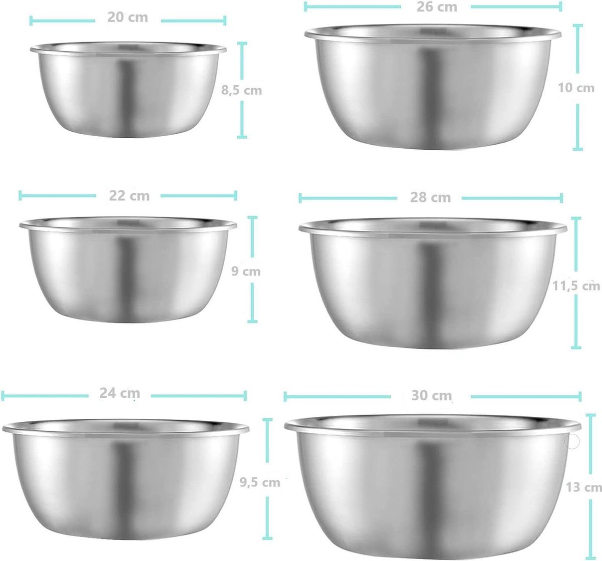 Premium Mengkommen Set RVS Set van 6 Multifunctionele Mixing