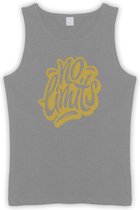 Grijze Tanktop met  " No Limits " print Goud size L