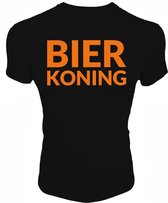 Zwart heren EK 2021 t-shirt met oranje opdruk "BIERKONING" - XS