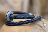 Armband Mét Crematie-as Glasbedel Voor Heren-wordt Op Maat Voor U Gemaakt!-6mm Dubbel Sail Rope Grijs-herinneringssieraad-assieraad-muranoglas Donkergrijs Met Druppels-as Vast In G