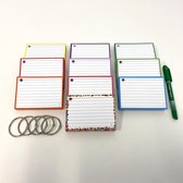 Leitner Flashcards - Colour Pack 500 A7 Flashcards met Stabilo SENSOR 189 fineliner groen - 10 pakjes A7 flashcards in 10 kleuren - Perforatie en 5 klikringen - 100% FSC Karton & 100% Gemaakt