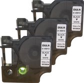 DULA - Dymo D1 45013 Labels - Zwart op Wit - 12mm x 7m - 3 Stuks