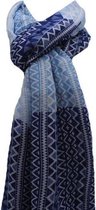 Blauw dames sjaal met een zigzag print