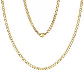 Fako Bijoux® - Schakelketting Staal - RVS - Gourmette - Cuban Link - 3.5mm - 60cm - Goudkleurig