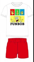 Spongebob pyjama - wit - rood - Maat 128 / 8 jaar
