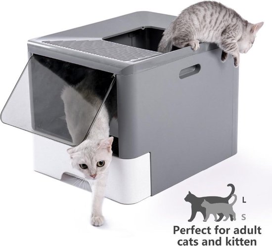 Grand bac à litière pour chat pliable avec couvercle Pot de chat Type  d'entrée... | bol