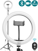 Ringlamp met Verstelbaar Statief, Smartphone Houder en Bluetooth Afstandsbediening - 216cm Hoog - Ø 26cm - Ring Lamp - Ringlight Telefoon - TikTok - Instagram - Stream - Ringlampen - TikTok l