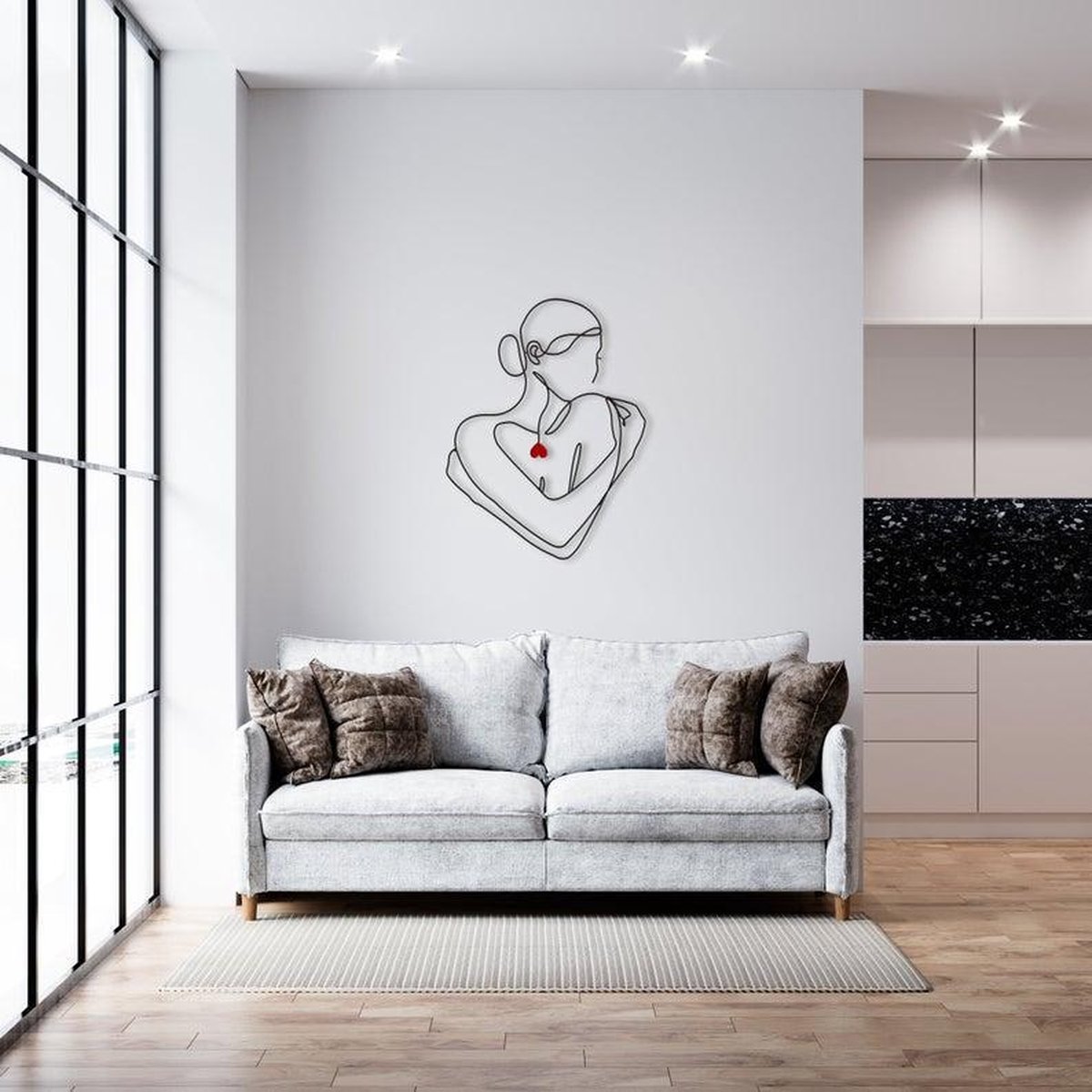 Décoration Murale Métal Art Minimaliste - Profil Visage Couple Design Moderne Pour Salon Chambre Bureau
