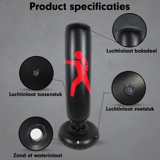 Befitco - Opblaasbare bokszak - Staande boksbal op voet