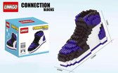 Linkgo Verbindingsblokken - Sneaker Bouwset (Paars/Wit/Zwart) | Creatief speelgoed voor kinderen en volwassenen | Technic, Friends, City, Creator-achtig | Basketbalschoen Design |
